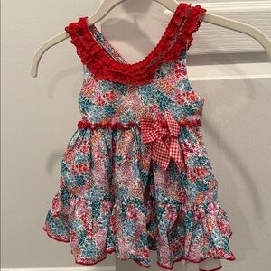 Lolita Floral Dress with Red Lace - 18M